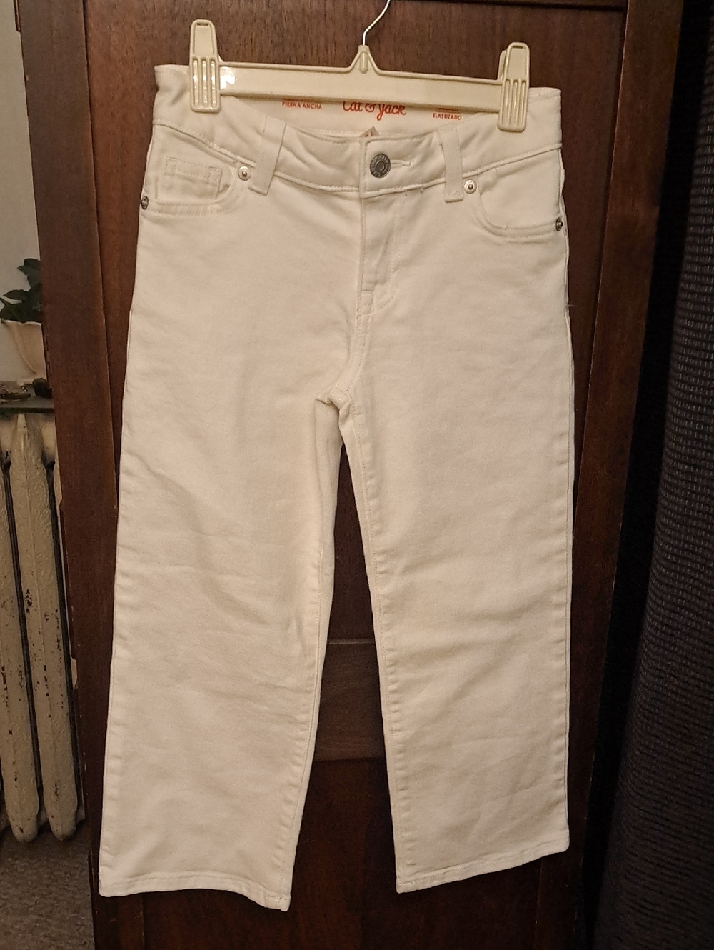Cat & Jack Girls Size 7 White Wide Leg Jeans